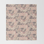 Fairytale Forest Raccoons - pink Throw Blanket Gallery Image 2