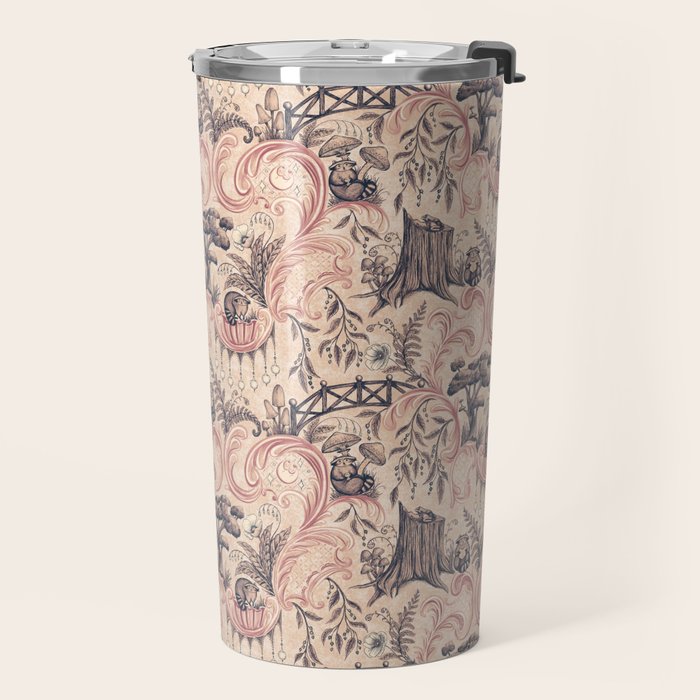 Fairytale Forest Raccoons - pink Travel Mug Gallery Image 2