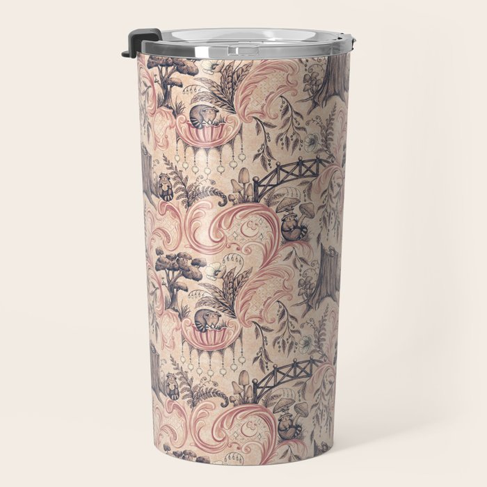 Fairytale Forest Raccoons - pink Travel Mug Gallery Image 3