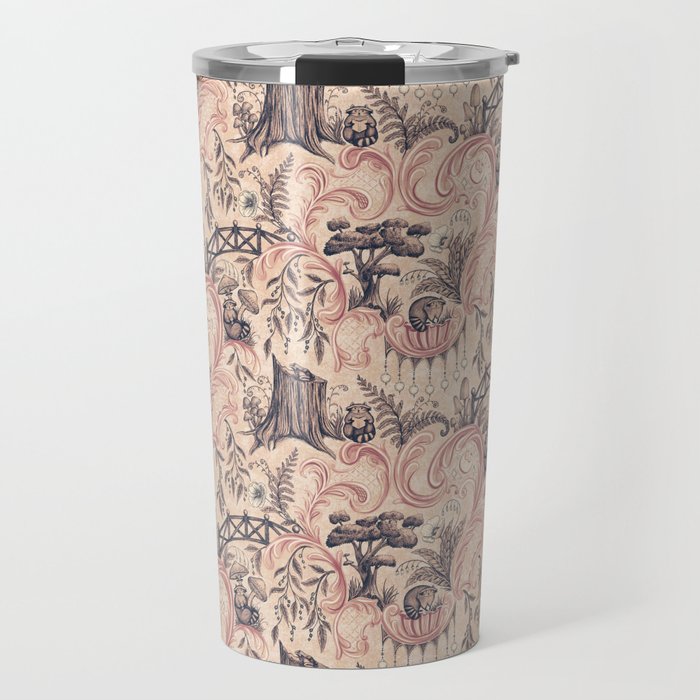 Fairytale Forest Raccoons - pink Travel Mug Gallery Image 1