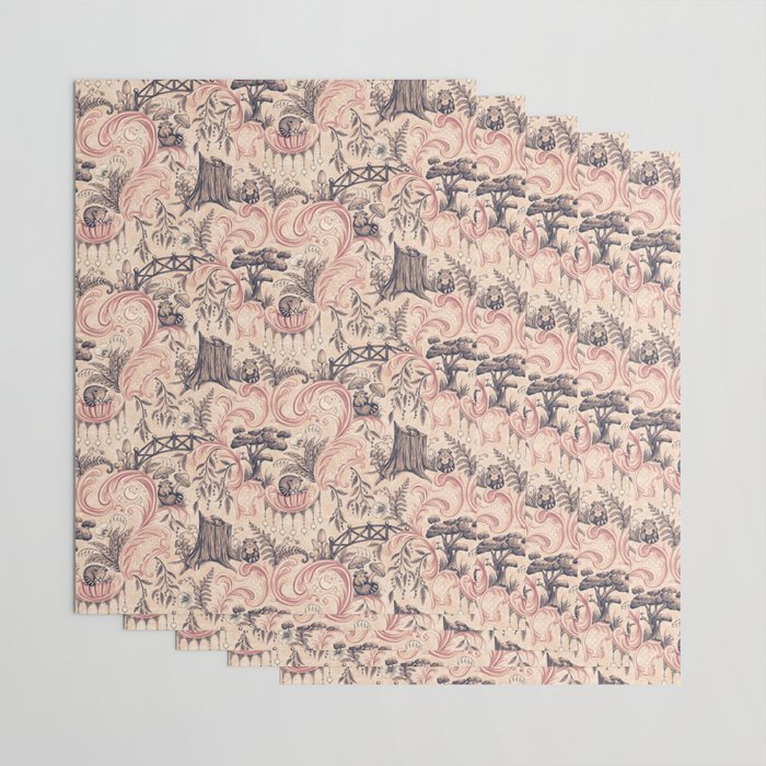 Fairytale Forest Raccoons - pink Wrapping Paper Gallery Image 3