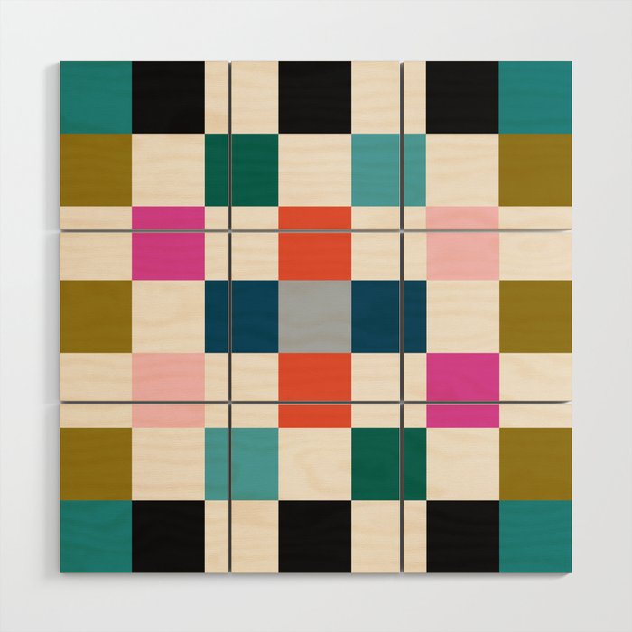 Colorful Checkerboard Wood Wall Art Gallery Image 1