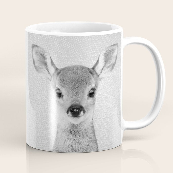 Baby Deer - Black & White Coffee Mug Gallery Image 1