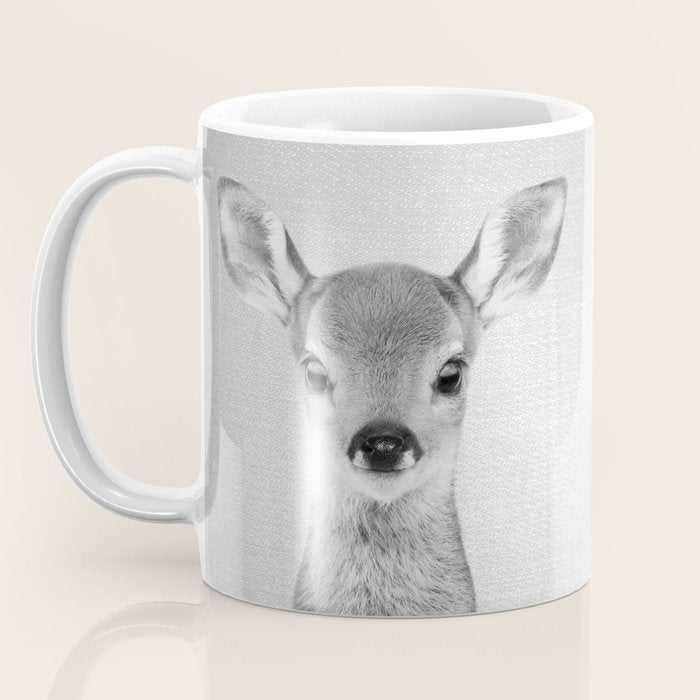 Baby Deer - Black & White Coffee Mug Gallery Image 3