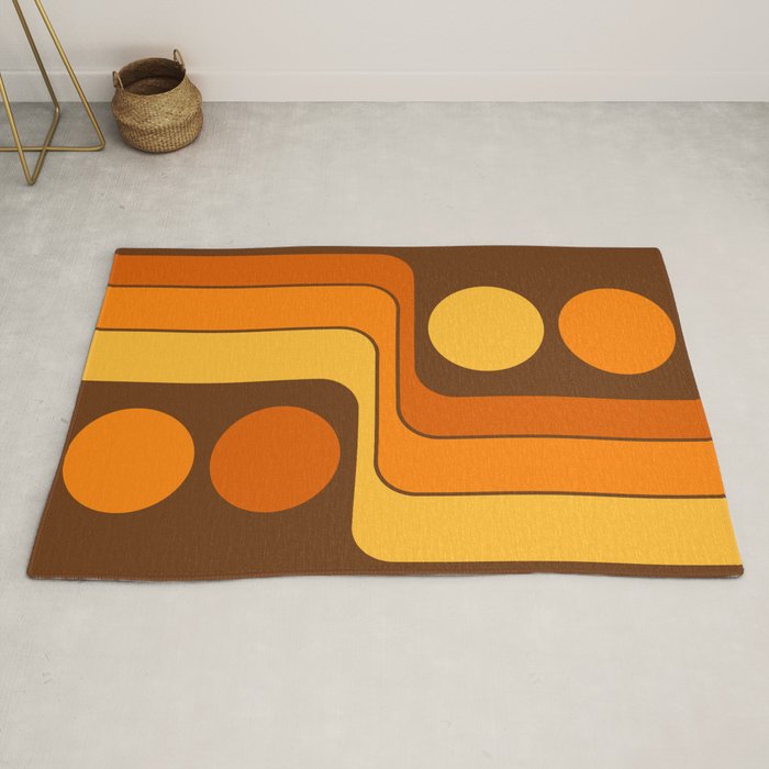 Retro 70s Style Geometric Design 747 Scandi Autumn Rug Gallery Image 2