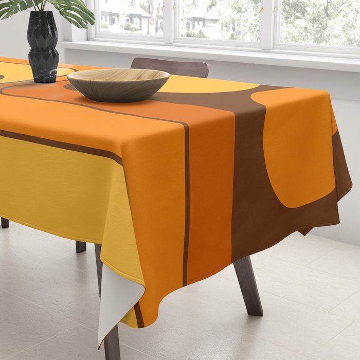 Retro 70s Style Geometric Design 747 Scandi Autumn Tablecloth Gallery Image 3
