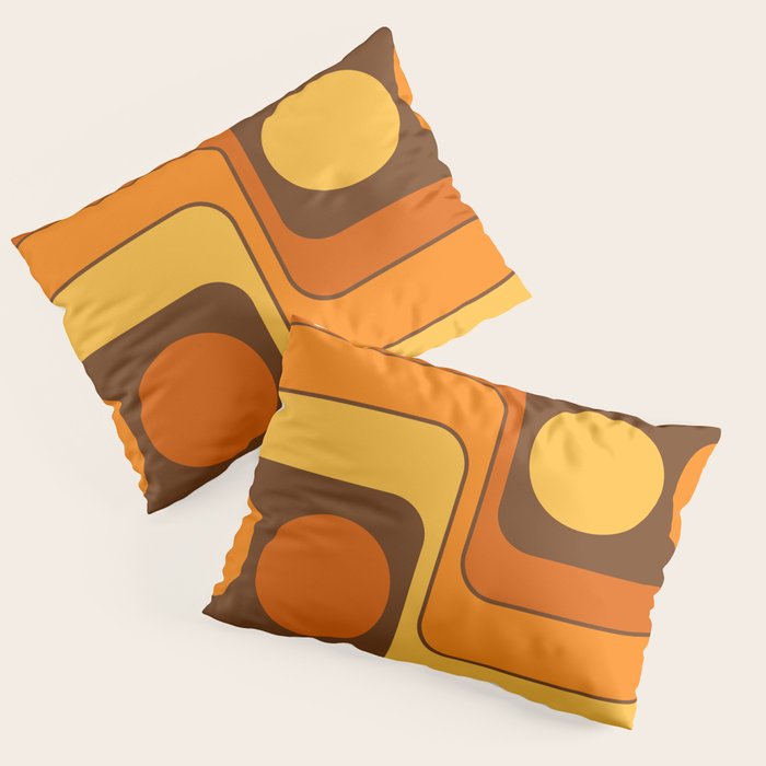 Retro 70s Style Geometric Design 747 Scandi Autumn Pillow Sham Gallery Image 1