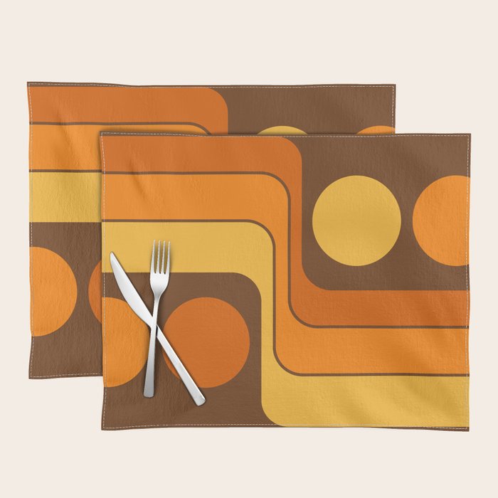 Retro 70s Style Geometric Design 747 Scandi Autumn Placemat Gallery Image 1