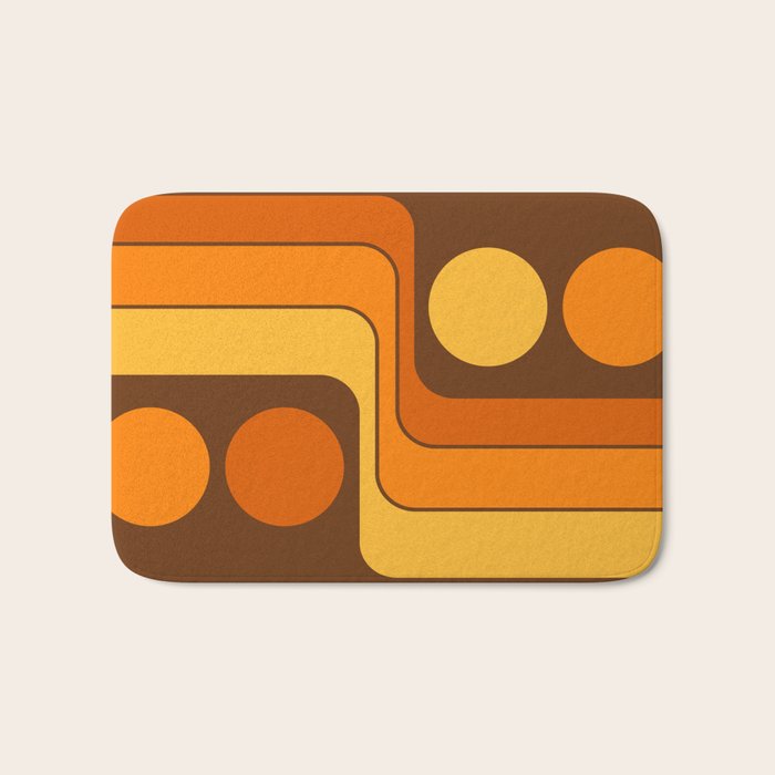 Retro 70s Style Geometric Design 747 Scandi Autumn Bath Mat Gallery Image 1