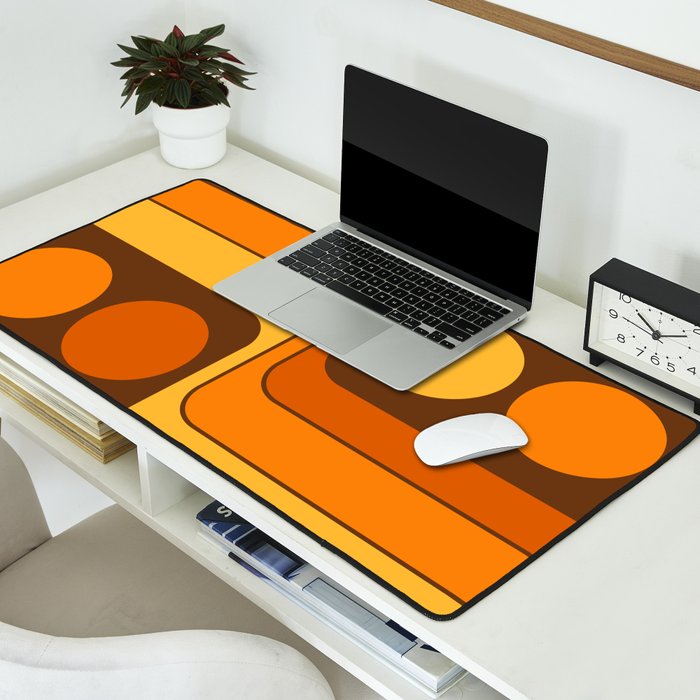 Retro 70s Style Geometric Design 747 Scandi Autumn Desk Mat Gallery Image 2