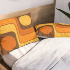 Retro 70s Style Geometric Design 747 Scandi Autumn Pillow Sham Gallery Image 2
