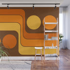 Retro 70s Style Geometric Design 747 Scandi Autumn Wall Mural Gallery Image 1