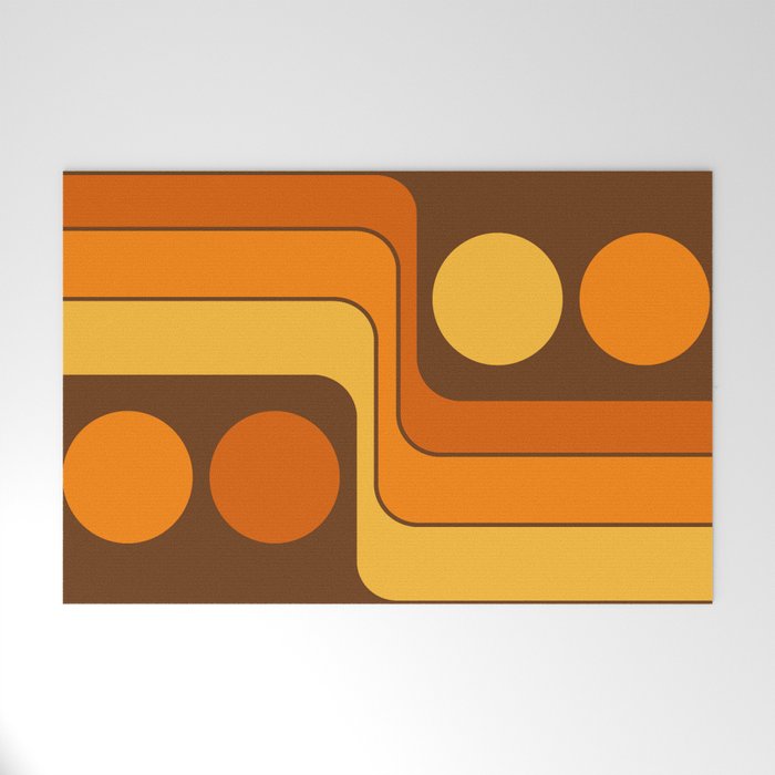 Retro 70s Style Geometric Design 747 Scandi Autumn Welcome Mat Gallery Image 1