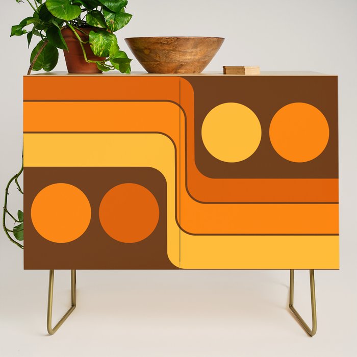 Retro 70s Style Geometric Design 747 Scandi Autumn Credenza Gallery Image 1