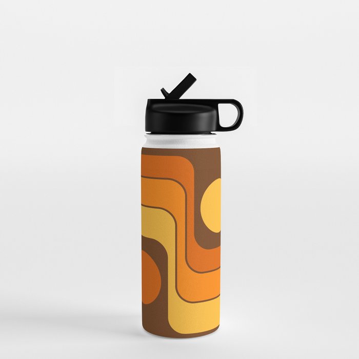 Retro 70s Style Geometric Design 747 Scandi Autumn Water Bottle Gallery Image 1