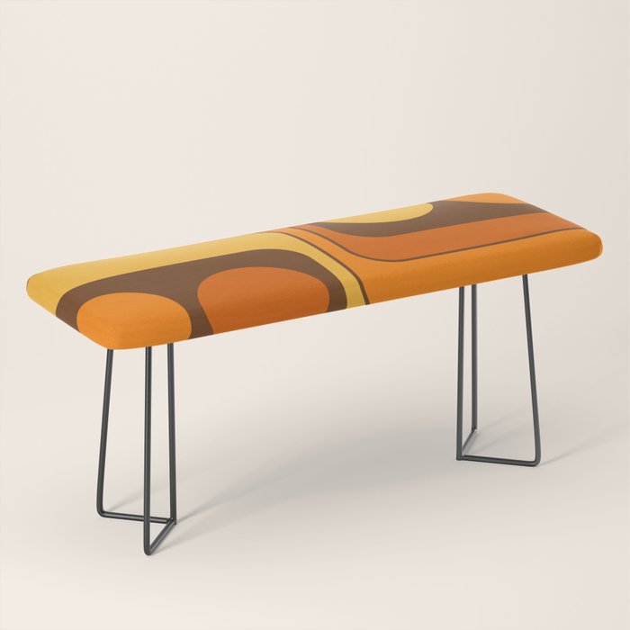 Retro 70s Style Geometric Design 747 Scandi Autumn Bench Gallery Image 1
