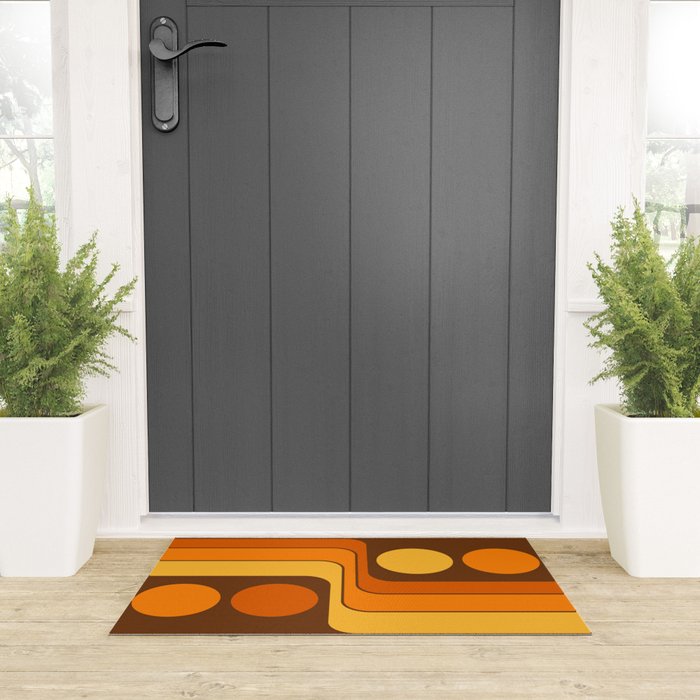 Retro 70s Style Geometric Design 747 Scandi Autumn Welcome Mat Gallery Image 3