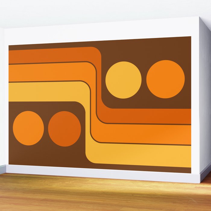 Retro 70s Style Geometric Design 747 Scandi Autumn Wall Mural Gallery Image 2