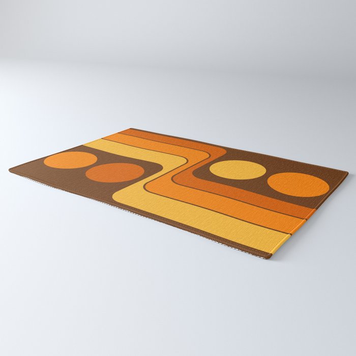 Retro 70s Style Geometric Design 747 Scandi Autumn Rug Gallery Image 3