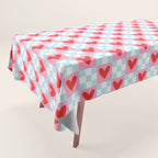Red love heart checkered pattern Tablecloth Gallery Image 1