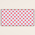 Red love heart checkered pattern Desk Mat Gallery Image 3