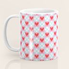 Red love heart checkered pattern Coffee Mug Gallery Image 3