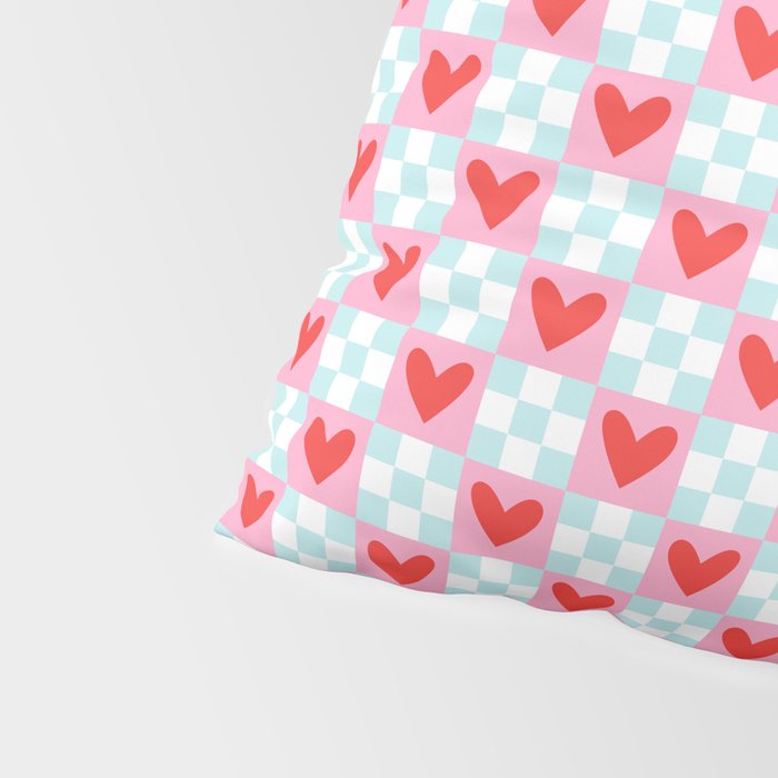 Red love heart checkered pattern Pillow Sham Gallery Image 4