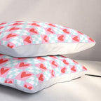 Red love heart checkered pattern Pillow Sham Gallery Image 3