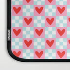 Red love heart checkered pattern Laptop Sleeve Gallery Image 3