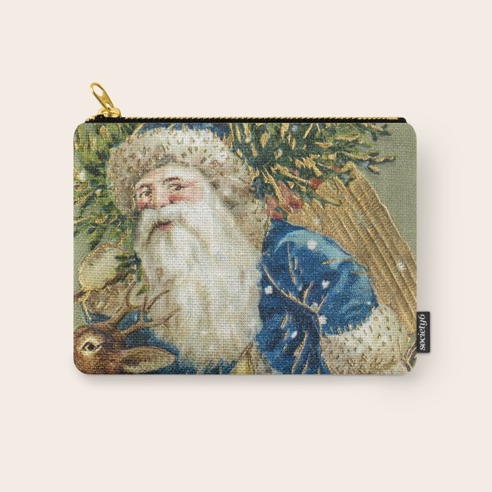 A Merry Christmas 1900 Father Christmas Festive Vintage Santa Antique Art Carry All Pouch Gallery Image 1