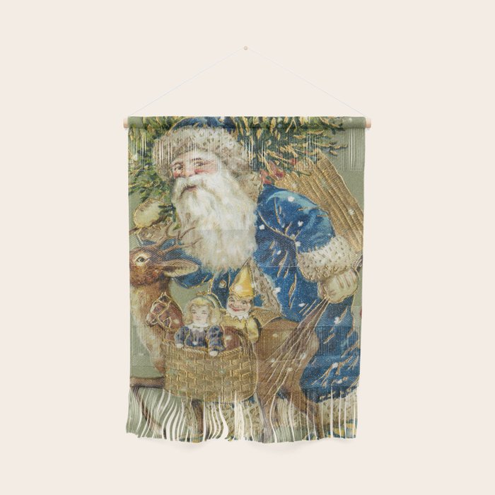 A Merry Christmas 1900 Father Christmas Festive Vintage Santa Antique Art Wall Hanging Gallery Image 1