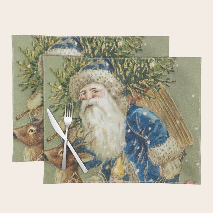 A Merry Christmas 1900 Father Christmas Festive Vintage Santa Antique Art Placemat Gallery Image 1