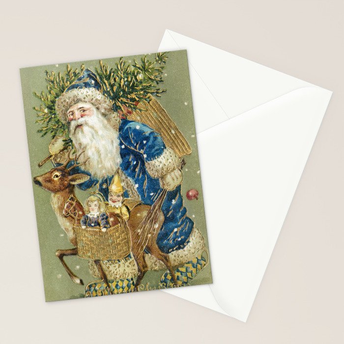 A Merry Christmas 1900 Father Christmas Festive Vintage Santa Antique Art Stationery Card Gallery Image 2