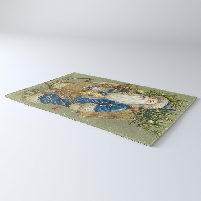 A Merry Christmas 1900 Father Christmas Festive Vintage Santa Antique Art Rug Gallery Image 3