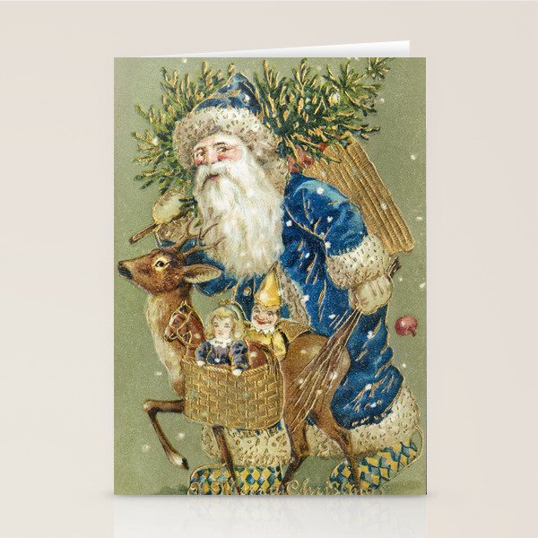 A Merry Christmas 1900 Father Christmas Festive Vintage Santa Antique Art Stationery Card Gallery Image 2