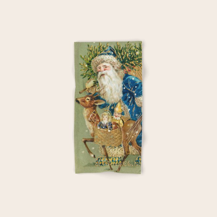 A Merry Christmas 1900 Father Christmas Festive Vintage Santa Antique Art Bath Towel Gallery Image 1