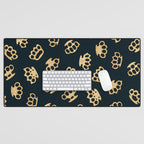 Brass Knuckles With Good Thoughts Desk Mat Gallery Image 1
