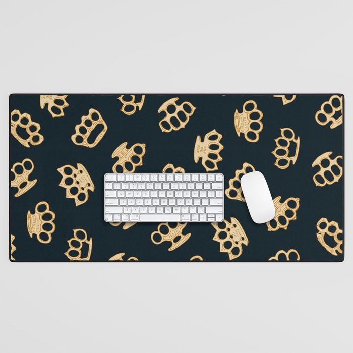 Brass Knuckles With Good Thoughts Desk Mat Gallery Image 1