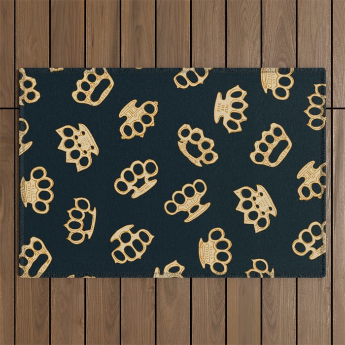 Brass Knuckles With Good Thoughts Outdoor Rug Gallery Image 1