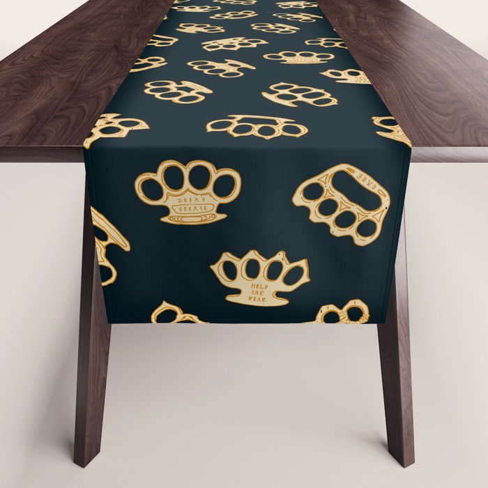 Brass Knuckles With Good Thoughts Table Runner Gallery Image 1