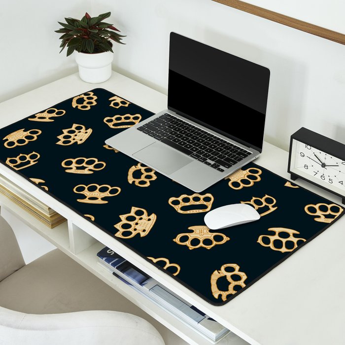 Brass Knuckles With Good Thoughts Desk Mat Gallery Image 2