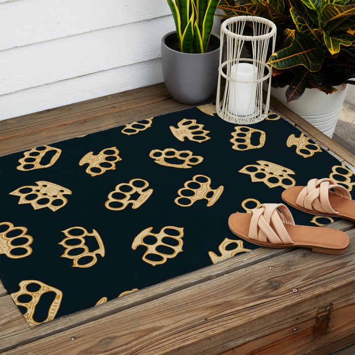 Brass Knuckles With Good Thoughts Outdoor Rug Gallery Image 2