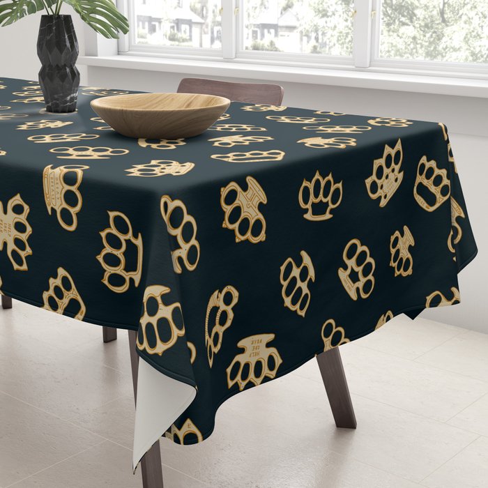 Brass Knuckles With Good Thoughts Tablecloth Gallery Image 3