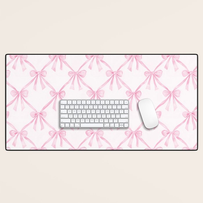 Pastel Pink Bows Coquette Aesthetic Vintage Romantic Feminine Preppy Bedroom Desk Mat Gallery Image 1