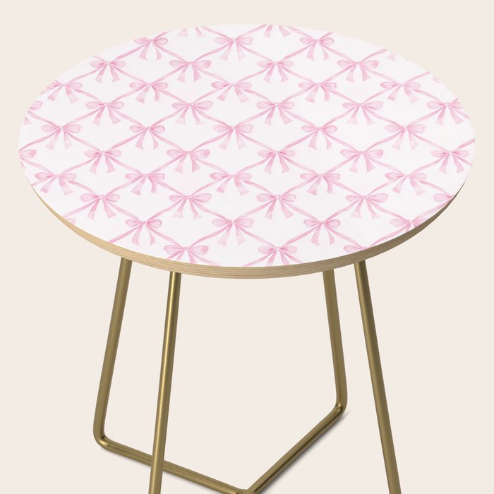 Pastel Pink Bows Coquette Aesthetic Vintage Romantic Feminine Preppy Bedroom Side Table Gallery Image 2