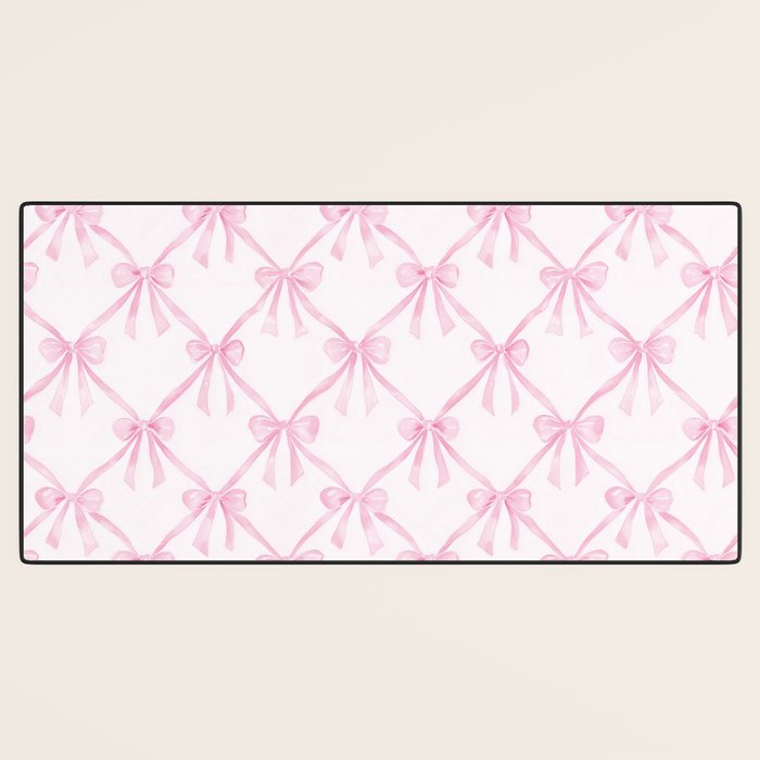 Pastel Pink Bows Coquette Aesthetic Vintage Romantic Feminine Preppy Bedroom Desk Mat Gallery Image 3