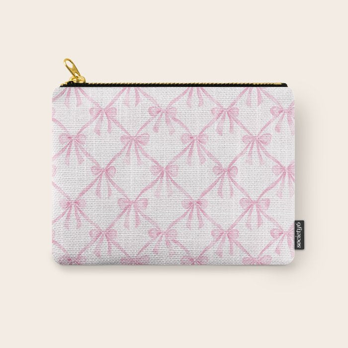 Pastel Pink Bows Coquette Aesthetic Vintage Romantic Feminine Preppy Bedroom Carry All Pouch Gallery Image 1