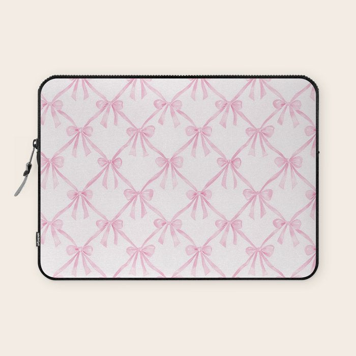Pastel Pink Bows Coquette Aesthetic Vintage Romantic Feminine Preppy Bedroom Laptop Sleeve Gallery Image 1