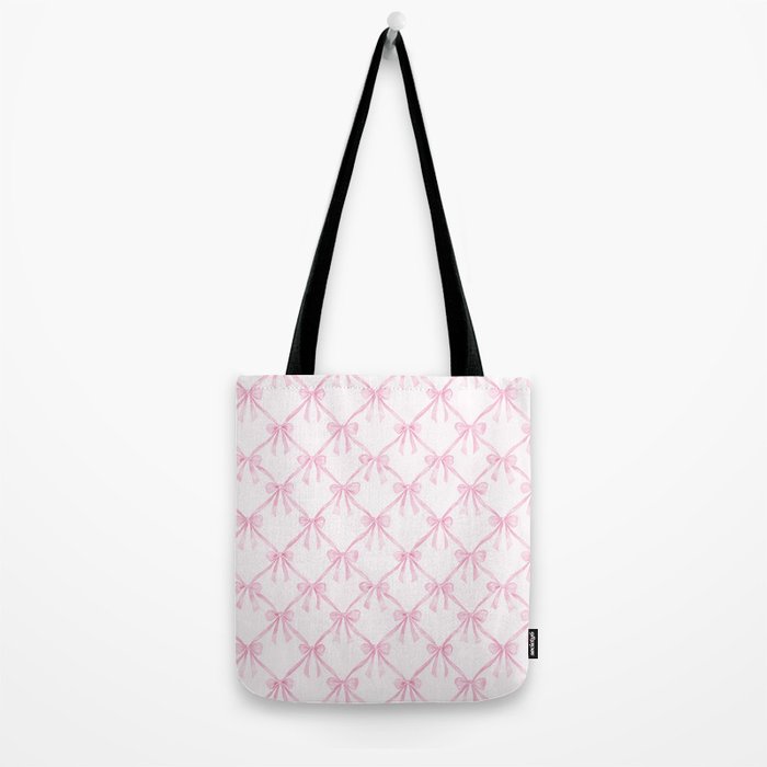 Pastel Pink Bows Coquette Aesthetic Vintage Romantic Feminine Preppy Bedroom Tote Bag Gallery Image 2