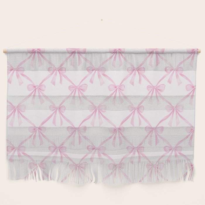 Pastel Pink Bows Coquette Aesthetic Vintage Romantic Feminine Preppy Bedroom Wall Hanging Gallery Image 1